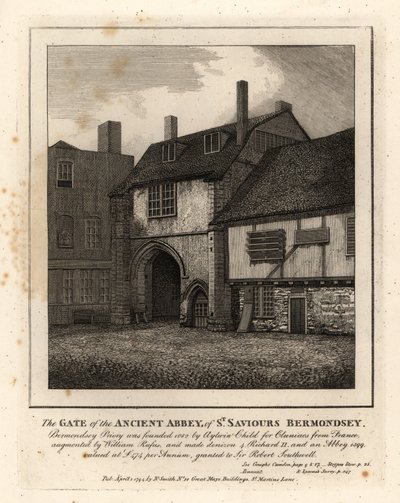 Brama starożytnego opactwa św. Zbawicieli Bermondsey autorstwa John Thomas Smith