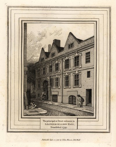Główne lub uliczne wejście do Leathersellers Hall, zburzone 1799 autorstwa John Thomas Smith