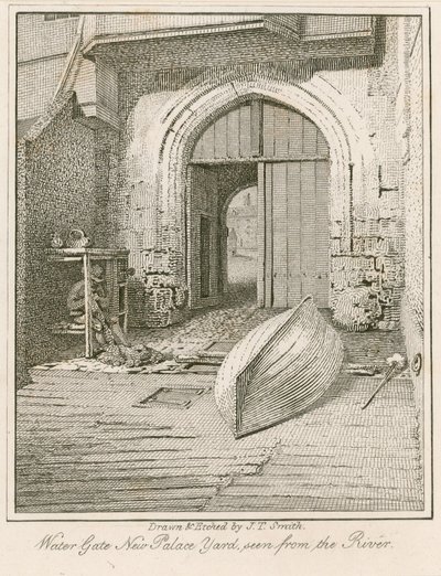 Water Gate, New Palace Yard, Pałac Westminsterski autorstwa John Thomas Smith