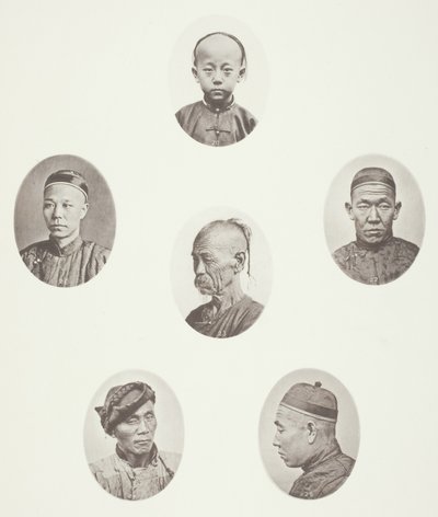 Kantoński chłopiec; Kupiec kantoński; mongolski mężczyzna głowa; Czcigodna Głowa; Robotnik; Głowa mężczyzny mongolskiego autorstwa John Thomson