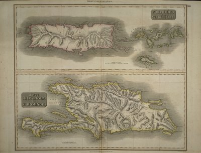 Porto Rico i Wyspy Dziewicze: Haiti, Hispaniola lub St. Domingo, 1817 (ręcznie barwiony grawerunek) autorstwa John Thomson