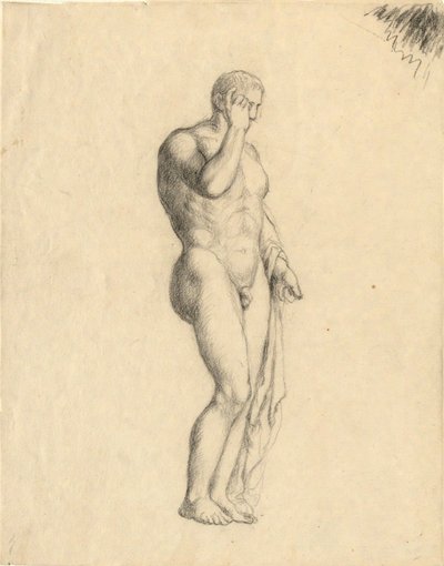 Figura nagiego mężczyzny (klasyczna) pokazująca prawy bok (taka sama figura jak w 1938.280) autorstwa John Trumbull