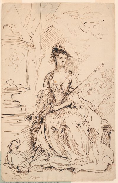 Portret damy (Peg Woffington?) jako pasterki autorstwa John Vanderbank