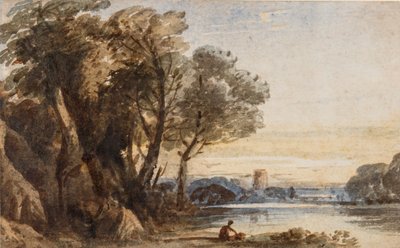 Pejzaż Capriccio, ok. 1830 (wc z gumą arabską na papierze) autorstwa John Varley
