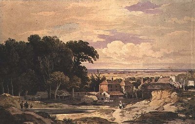 Frognal, Hampstead, ok.1825 (akwarela) autorstwa John Varley