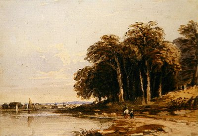 Krajobraz rzeki (akwarela) autorstwa John Varley