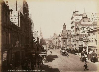 Collins Street, Melbourne, ok.1880 autorstwa John W. Lindt
