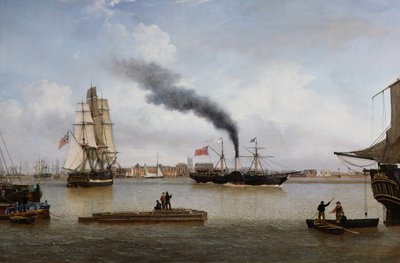 S.S. Forfarshire opuszczający Hull podczas ostatniego rejsu (olej na płótnie) autorstwa John Ward