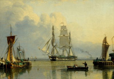 "William Lee" wpływający do Humber Dock, Hull (olej na panelu) autorstwa John Ward