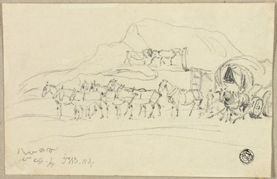 Wagon z ośmioma końmi zaprzęgniętymi autorstwa John Ward