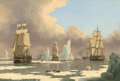 Rybołówstwo Północnych Wielorybów: Łabędź i Izabela 1840. autorstwa John Ward I