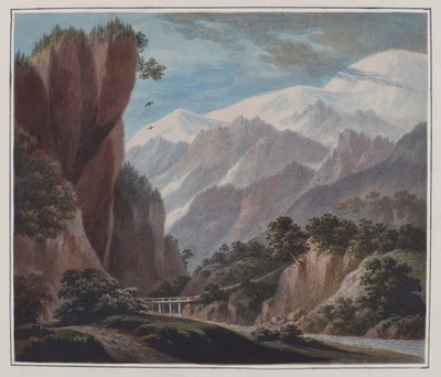W drodze z doliny Sallanches do Chamonix, ok. 1781 r. (akwarela, ołówek i guma arabska na papierze) autorstwa John Warwick Smith