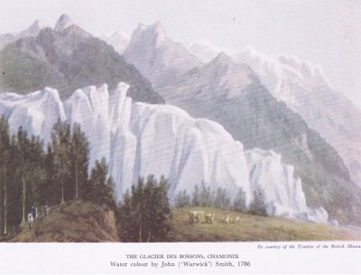 The Glacier Des Bossons, Chamonix, z British Adventure wydanego przez Collins, 1947 autorstwa John Warwick Smith