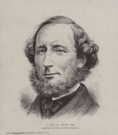 Cyrus West Field, amerykański finansista zaangażowany w układanie pierwszego transatlantyckiego kabla telegraficznego w 1858 r autorstwa John Watkins