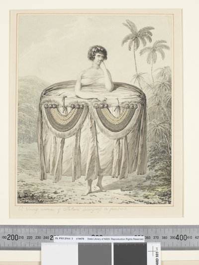 F.12 Młoda kobieta z Otaheite przynosząca prezent, ok. 1773-84 (akwarela) autorstwa John Webber