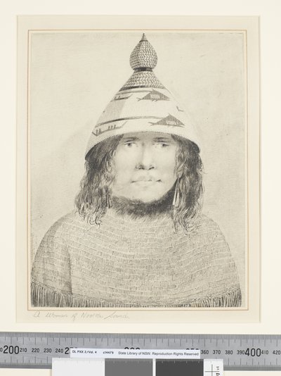 F.22 Kobieta z dźwięku Nootka, ok. 1773-84 (akwarela) autorstwa John Webber