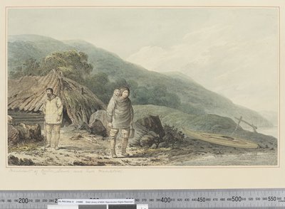 F.33 Mieszkańcy Norton Sound i ich mieszkania, ok. 1773-84 (akwarela) autorstwa John Webber