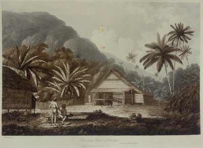 Widok na wyspę Cracatoa, z "Widoków na Morzach Południowych", wyd. 1789 (akwaforta) autorstwa John Webber