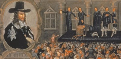 1649 онд Чарльз I-ийн цаазаар авах ялыг нүдээр үзсэн гэрчүүдийн төлөөлөл (дэлгэрэнгүй 70021) autorstwa John Weesop