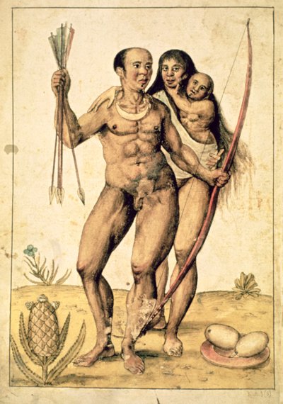 A Native American Family, c.1585-87 (akwarela na papierze) autorstwa John White
