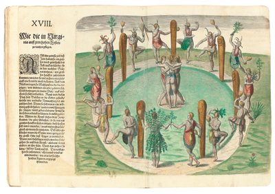Tańczący rdzenni Indianie, 1590 autorstwa John White