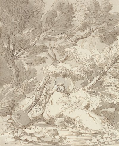 Liczby na skalistym brzegu rzeki w Canonteign, Devon autorstwa John White Abbott