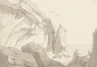 The Warren Near Exmouth, Devon: Dane na skałach na brzegu morza autorstwa John White Abbott