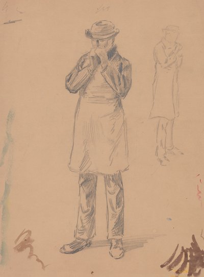 Karykatura samego siebie i opactwa EA (recto); Dwa studia stojącego mężczyzny (verso) autorstwa John White Alexander
