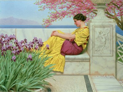 Pod kwiatem, który wisi na gałęzi, 1917 autorstwa John William Godward