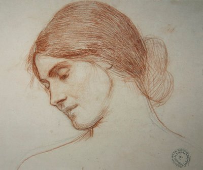 Głowa młodej dziewczyny, po lewej autorstwa John William Waterhouse