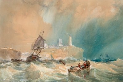 Bryg handlowy ucieka z Tynemouth autorstwa John Wilson Carmichael
