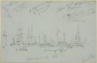 Scena portowa (ołówek na papierze (szary)) autorstwa John Wilson Carmichael