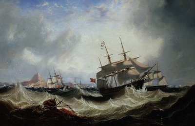 Wysyłka z Gibraltaru na wzburzone morze autorstwa John Wilson Carmichael