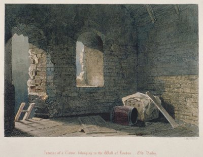 Widok wnętrza wieży należącej do londyńskiego muru w Old Bailey, City of London, 1851 autorstwa John Wykeham Archer