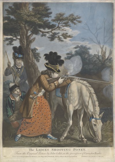 Kucyk strzelający dla kobiet, 1780 (ręcznie kolorowana mezzotinta na papierze tkanym) autorstwa John after Collet