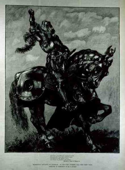 Obrona Marmions do Douglas, z The Illustrated London News, 25 lutego 1882 r. autorstwa John after Gilbert