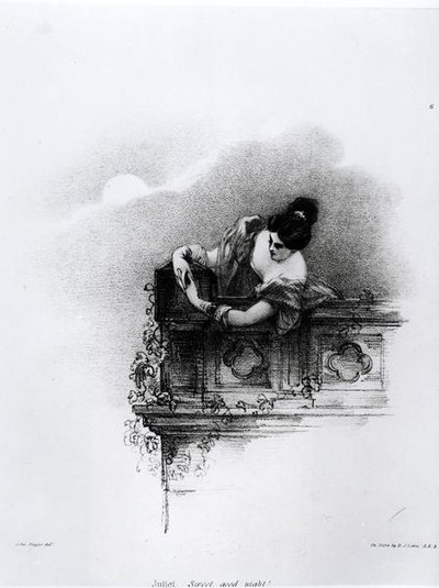 Fanny Kemble (1809-93) jako Julia, słodka dobranoc, grawerowana przez Richarda Jamesa Lane