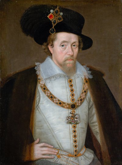 Jakub VI i I, 1566-1625, król Szkocji 1567-1625, król Anglii i Irlandii 1603-1625 autorstwa John de Critz