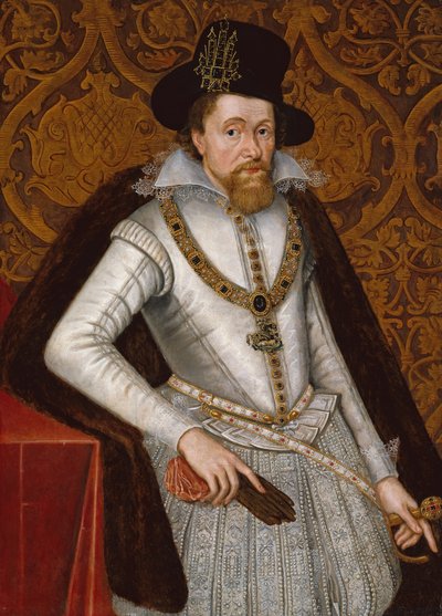 King James VI i I, c.1605 (olej na panelu) autorstwa John de the Elder Critz