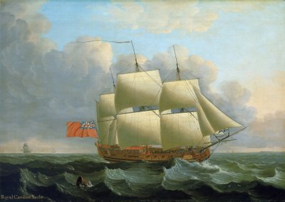 "Royal Caroline", zbudowany w 1749 roku w Deptford (Anglia). Olej na płótnie autorstwa John the Elder Cleveley
