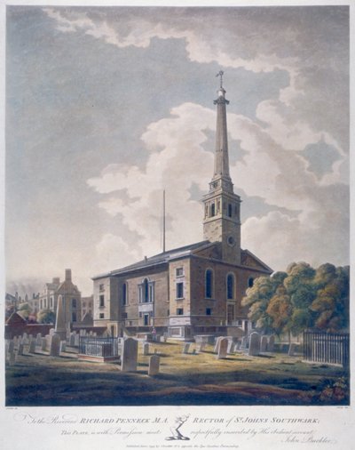Widok kościoła św. Jana Horsleydown, Bermondsey, Londyn, 1799. autorstwa John william Edy