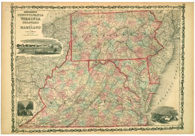 University of Virginia, Dismal Swamp i City of Baltimore. Talerze 29-30. Relief pokazany przez hachures. autorstwa Johnson and Browning
