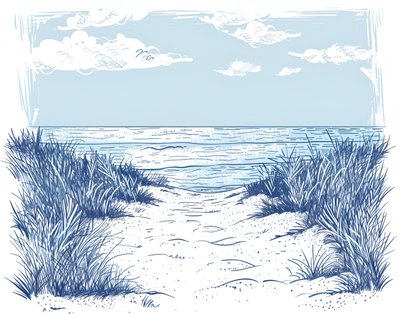 Ścieżka wzdłuż piaszczystej plaży autorstwa Jolly and Dash