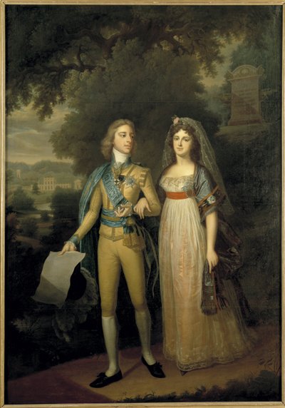Gustave IV Adolphe de Suede - Portret Gustawa IV Adolfa Szwecji (1778-1837) i Fryderyki Dorothei Wilhelminy z Baden (1781-1826), królowej Szwecji, autorstwa Forsslund, Jonas (1754-1809). olej na płótnie, ok. 1797-1800. Wymiar : 273x195 cm. Muzeum Narodowe  autorstwa Jonas Forsslund