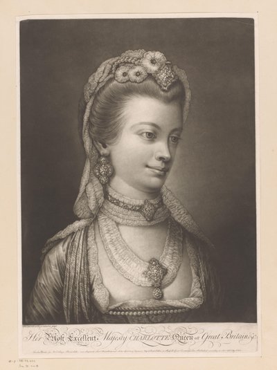 Portret z Charlotte z Meklemburgii Jej Najdoskonalsza Wysokość Charlotte Queen of Great Britain, itd. (tytuł na obiekcie) autorstwa Jonathan Spilsbury
