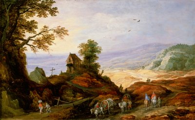 Krajobraz z kaplicą na wzgórzu, koniec XVI lub XVII w. autorstwa Joos de Momper the younger
