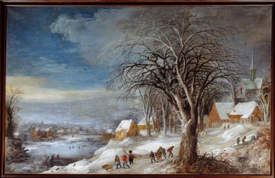 Zimowy krajobraz. Obraz Josse II Mompera (1564-1635) Ec. Bujda. autorstwa Joos or Josse de The Younger Momper