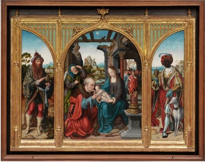 Adoracja Trzech Króli, ok. 1525 (olej na panelach dębowych) autorstwa Joos van Cleve