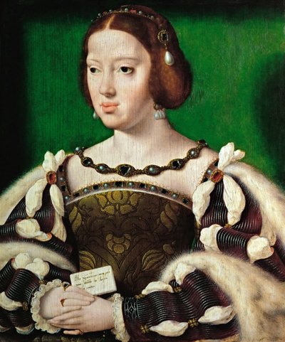 Wczesna sztuka niderlandzka : Portret królowej Eleonory austriackiej (1498-1558) par Cleve, Joos van (ok. 1485-1540), po 1530. Olej na drewnie, 35,5x29,5. Muzeum Historii Sztuki, Wiedeń autorstwa Joos van Cleve