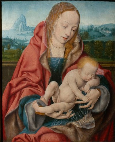 Matka Boska ze Śpiącym Dzieciątkiem, ok. 1510-1520. autorstwa Joos van Cleve